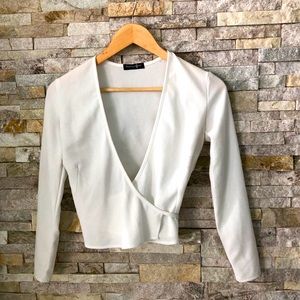 American Apparel cream wrap top blouse